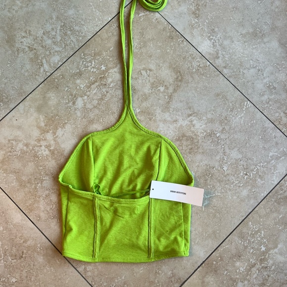 Urban Outfitters lime green cropped halter top - Picture 2 of 3